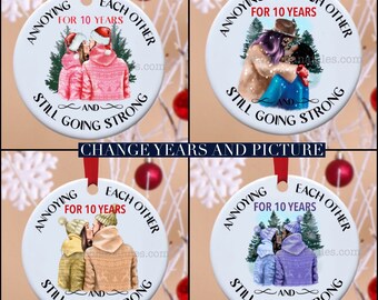 Couple Ornament, Anniversary, Personalized Ornament, Funny Ornament, Christmas, Christmas Ornament, Husband and wife, Ceramic Ornament,