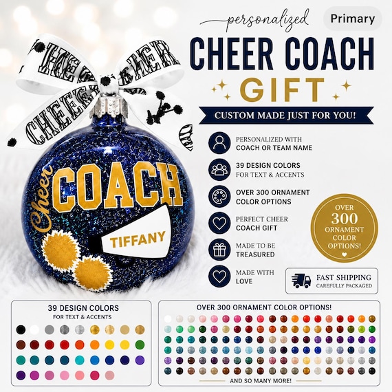 Personalized Cheer Coach Ornament, Cheerleading Coach Gift, Cheer Team Gift, End of Season Coach Thank You Gift, Christmas Ornament, Cheer