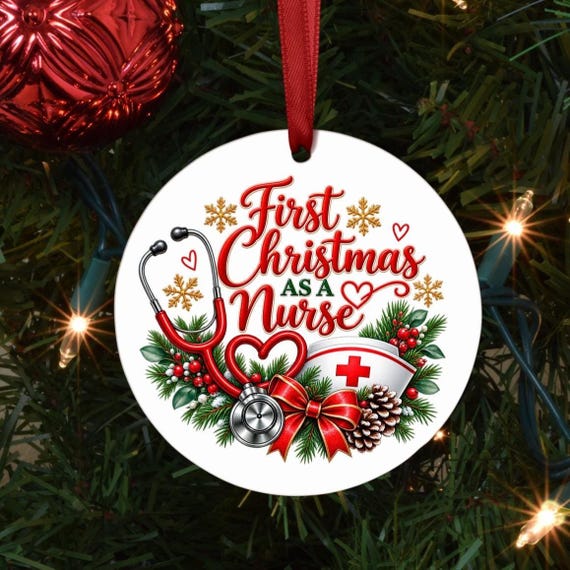 Personalized First Christmas Ornament, Nurse Gift, Pharmacist Gift, Dental Hygienist Gift, Medical Assistant Gift, Healthcare Worker Gift