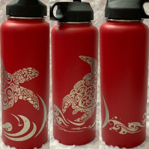 Honu Flask, Honu Tumbler, Honu, Turtle, Flask, Tumbler , Water Bottle, Hydrate, Water, Tea, Coffee, Tribal, Hawaiian, Water, Flask
