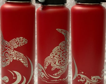 Honu Flask, Honu Tumbler, Honu, Turtle, Flask, Tumbler , Water Bottle, Hydrate, Water, Tea, Coffee, Tribal, Hawaiian, Water, Flask