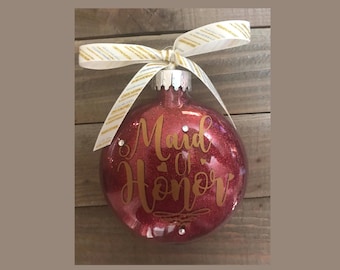 Bridesmaid gift, Maid of Honor ornament,Bridesmaid gift, Maid of Honor ornament, Bridal party gift, Custom wedding keepsake,Bridal Ornament