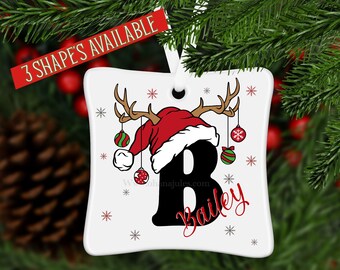 Reindeer Ornament, Personalized Ornament, Glass Ornament, Kids Ornament,Personalized Name Ornament,Christmas Keepsake, Family Ornament, Xmas