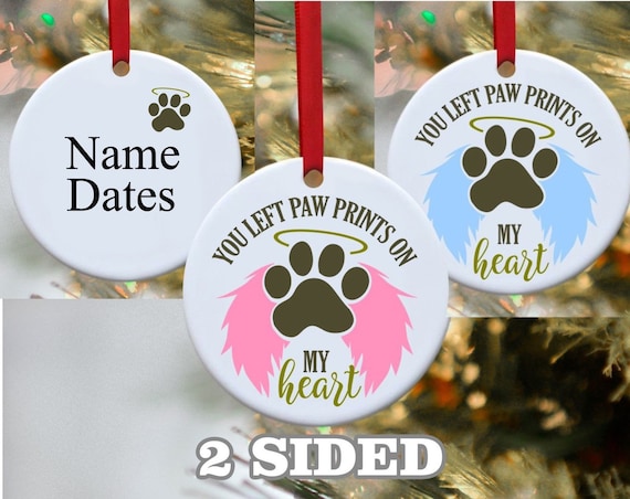 Pet Loss ornament, Dog Ornament, Pet Memory, Wings were ready, Paw Print on my heart, Glass ornament, Personalized ornament, Personalized