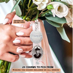 Wedding bouquet,Memorial photo charm,Bridal Bouquet Memorial, Memorial Bouquet Charm, Memorial charm for Wedding,Wedding Photo Tassel,Bride,