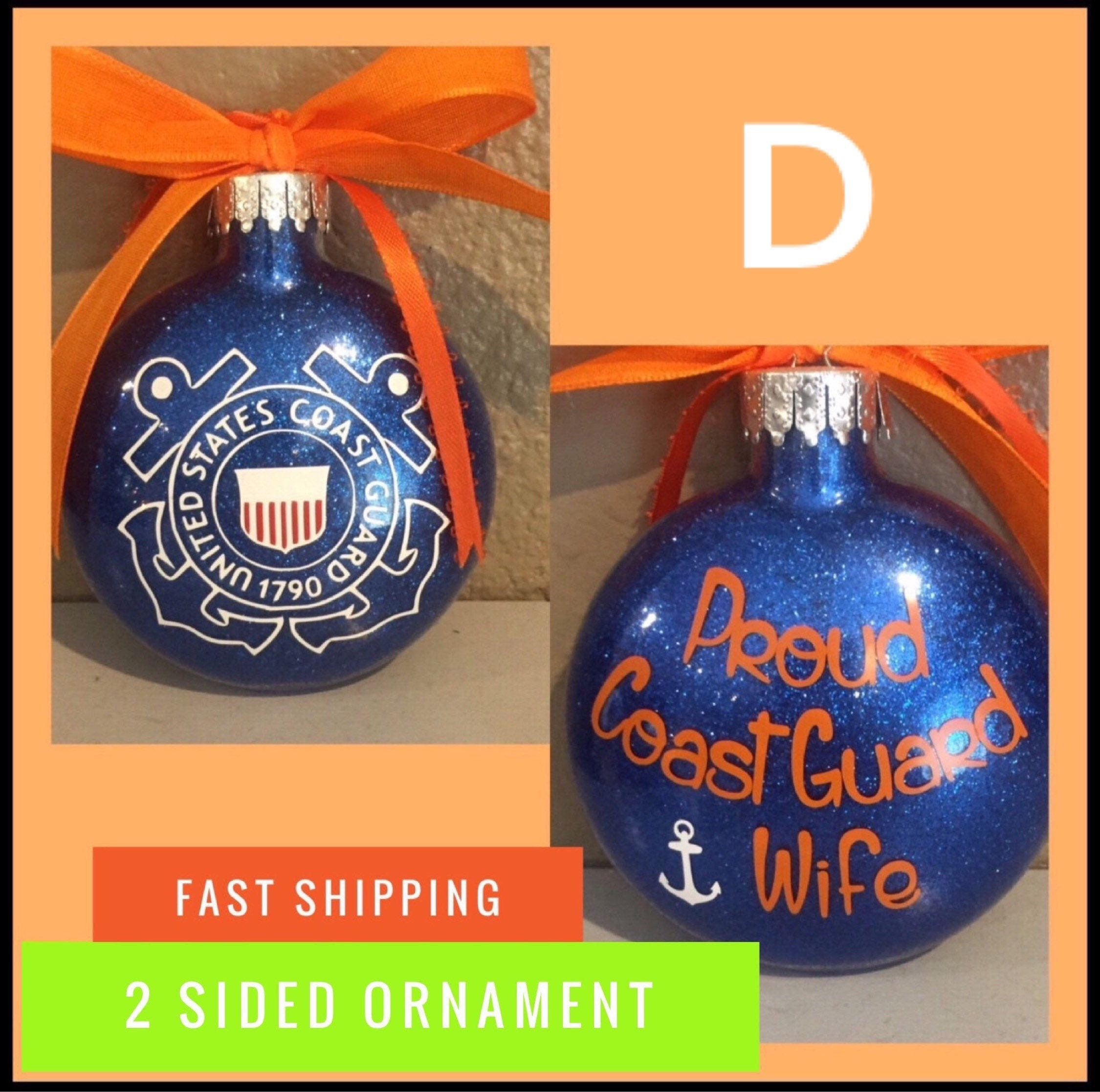 Coast Guard Ornament, Coastie, Coast Guard, Military Ornament, Glass