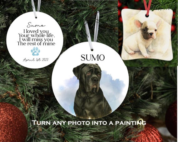 Pet Loss, Dog Ornaments, Pet Memory, Wings were ready, Paw prints on my heart ,Glass Ornament, Personalized ornament, Pet Memorial