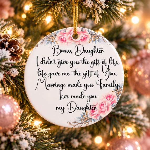 Bonus Daughter Ornament, Personalized Stepdaughter Christmas Ornament, Bonus Daughter Gift, Step Daughter Keepsake, Daughter Christmas Gift