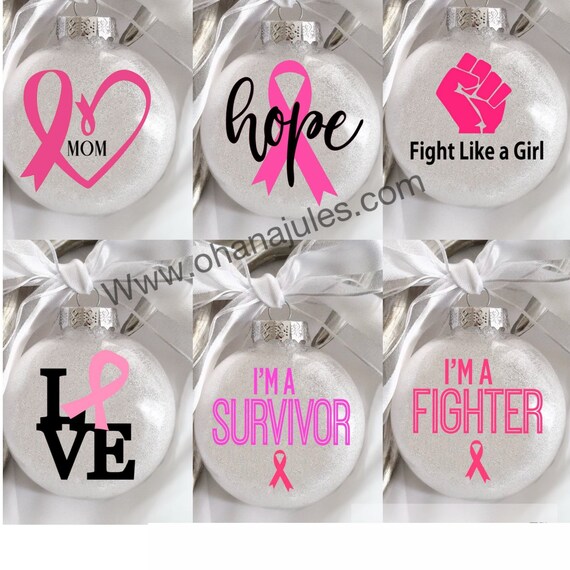 Breast Cancer, Cancer Ornament, Glass Ornament, Survivor, Cancer, Awareness, Personalized Ornament