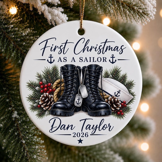 Personalized Military Ornament, First Christmas, Soldier, Sailor, Airman or Coastie, Deployment Ornament, Military Ornament, Military Mom