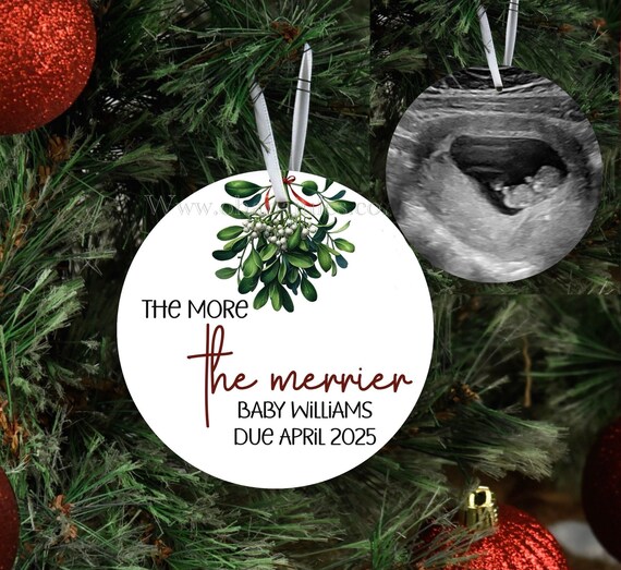 The more the Merrier, Grandparent to be ornament ,Baby Annoncement,Pregnancy announcment, Christmas ornament,Pregnancy Announcement Ornament