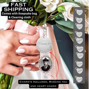 Wedding Bouquet Memorial Charm, Bridal Photo Charm, Custom Memorial Bouquet Pendant, Bride Keepsake Gift, Bridal Gift
