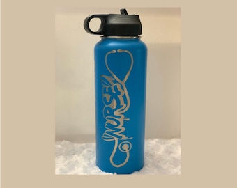 Custom name bottle, Holiday gift for nurses, Custom engraved bottle, Nurses Gift, Aloha, Laser etched bottle, Personalized water bottle,Gift