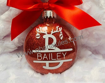 Reindeer, Reindeer Ornament, Personalized Ornament, Glass Ornaments, Kids Ornament