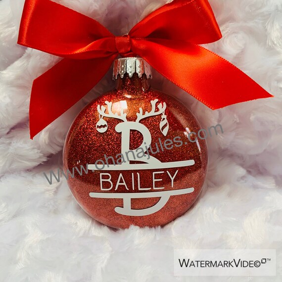 Reindeer Ornament, Personalized Ornament, Glass Ornament, Kids Ornament,Personalized Name Ornament,Christmas Keepsake, Family Ornament, Xmas