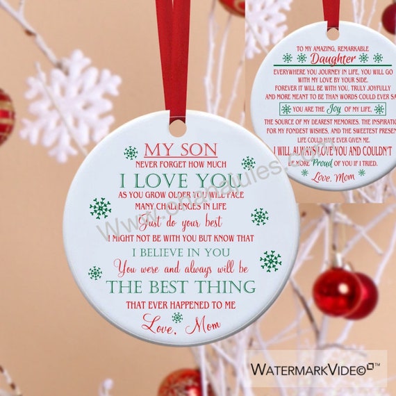 Son, Daughter, Ornament, Personalized, Holiday Decore, Christmas Tree, Personalized Ornament, Ornament for Son, Ornament for Daughter