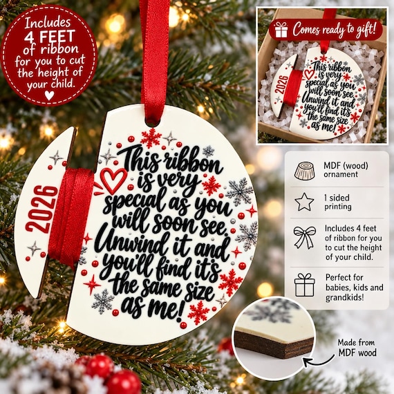 Personalized Grandparent Christmas Ornament, Grandchild Keepsake, Child Height Ornament, Kids Christmas Gift, Grandma Grandpa Gift 2026