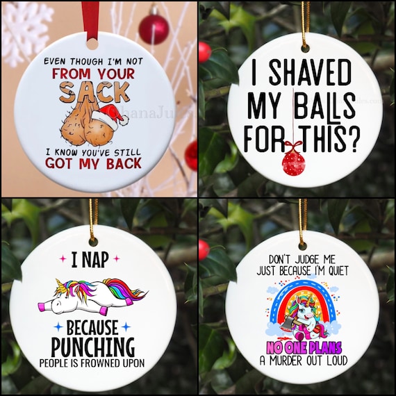 Funny Ornament, Christmas Ornaments, Christmas, Santa, Bff, rude ornaments