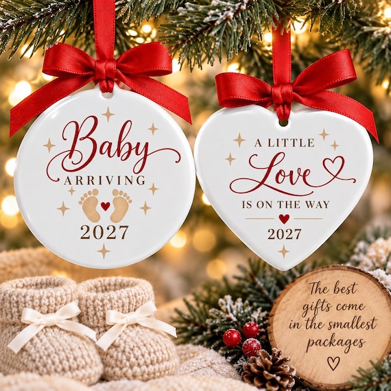 Baby Announcement Christmas Ornament 2027, Pregnancy Reveal Ornament, Pregnancy Announcement, New Baby Christmas Gift, Personalized Ornament