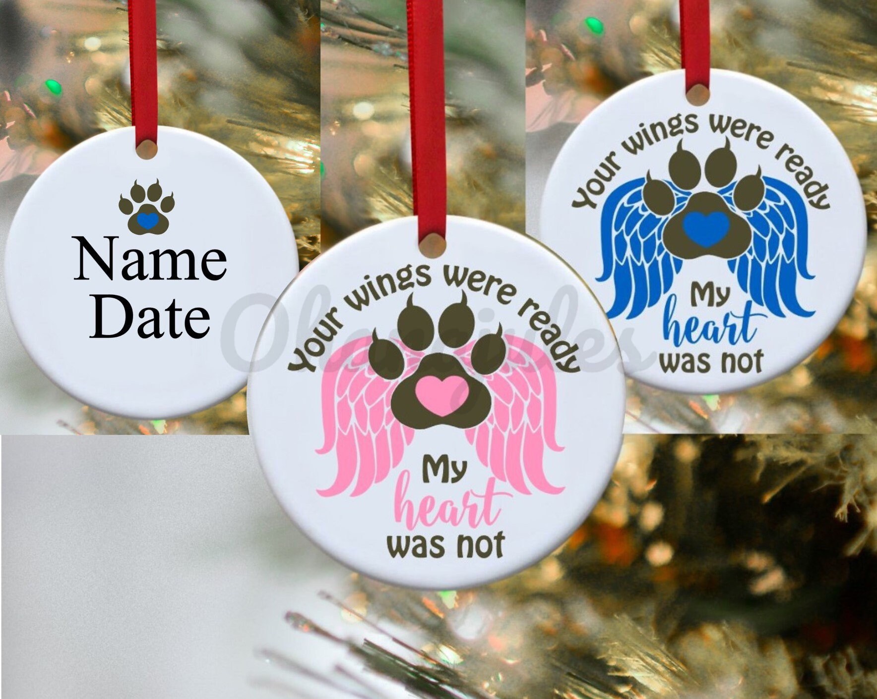 Pet Loss, Dog Ornament, Cat Ornament, Pet Memory, Wings, Pet loss