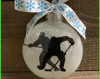 Personalized Hockey Ornament, gifts for hockey lover, hockey ornameny, Ice Hockey Ornament,  Christmas Ornament