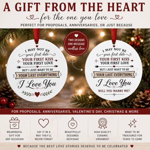Will You Marry Me Ornament, Proposal Christmas Ornament , Romantic I Love You Gift ,Anniversary Ornament for Couples, I Love You Ornament
