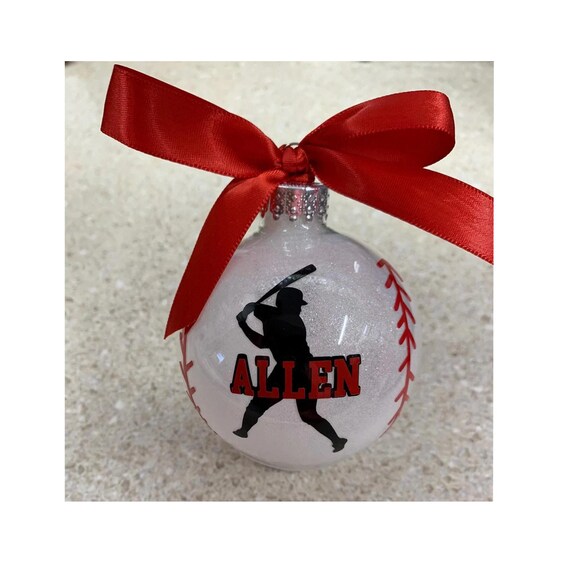 Baseball Ornament, Personalized Baseball Ornament, Softball Gift, Glass or Plastic, Christmas Tree Ornament T-Ball Ornament, Baseball