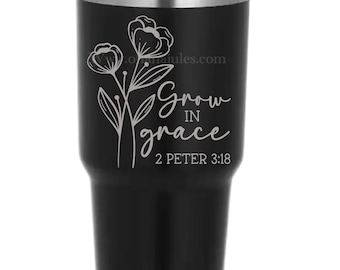 Engraved Christian Tumbler: 30oz Laser Etched Water Bottle