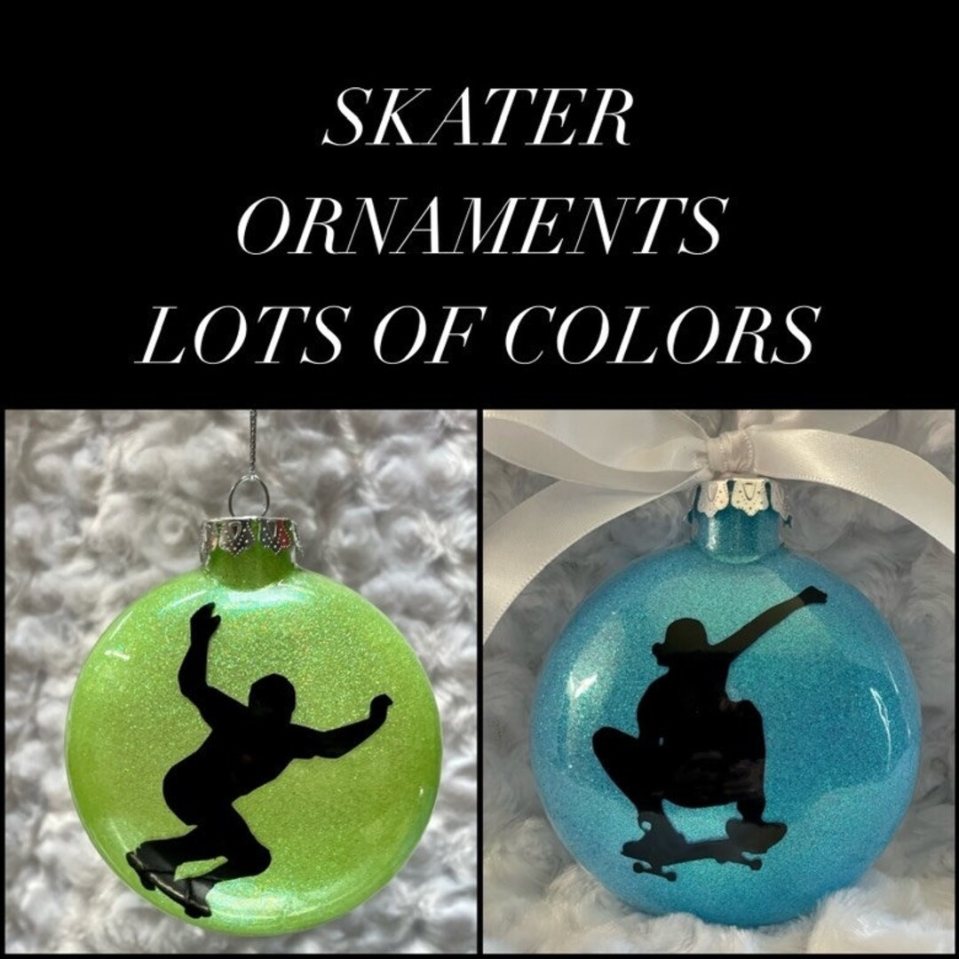Skateboarding, Skateboard Ornament, Skater Boy, Skater Girl, Dirt Bike, BMX, Glass Ornament ...