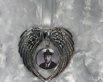 Memorial Christmas Tree Ornaments, In memory ornament, Christmas ornament, Memorial Gift, Photo Memorial Ornament, Wing Ornament