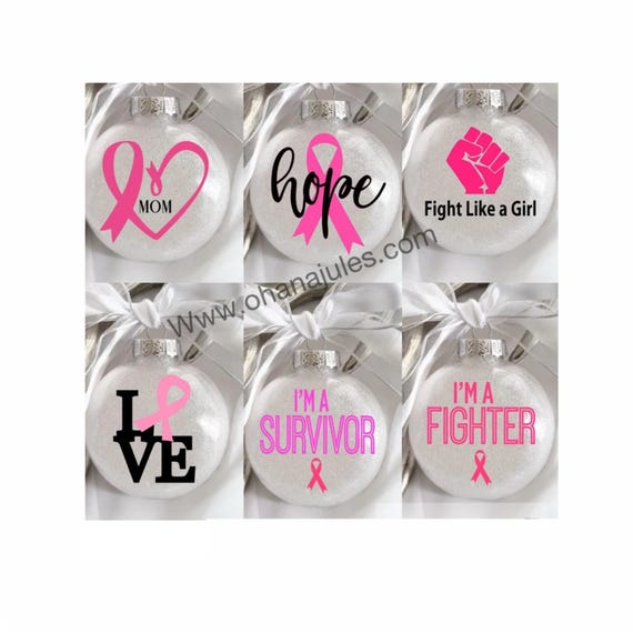 Breast Cancer Ornament, Cancer Ornament, Glass Ornament, Cancer Awareness gift, Personalized Ornament, Personalized Cancer Ornament,
