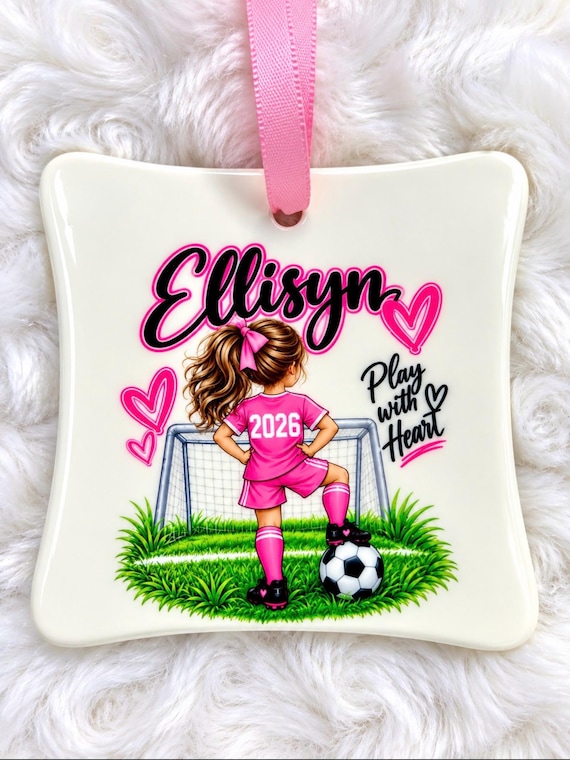 Personalized Soccer Christmas Ornament, Custom Soccer Player Ornament, Boy Girl Soccer Gift, Custom Name Number, Youth Soccer Ornament