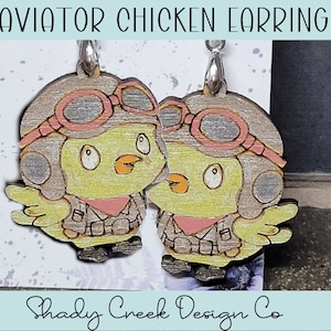 Fichier de découpe poulet drôle pour emporte-pièces/boucles d'oreilles pendantes/fichier pour boucles d'oreilles Découpeuse laser/combinaison de vol poulet basse-cour Laser SVG DXF boucle d'oreille fichier