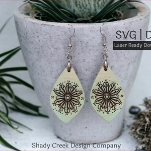 Fun Print Dangle Earring Laser Cut File/Digital Download Laser Cut File DXF SVG/Earrings/Fun Print Earring File for Laser Cutter