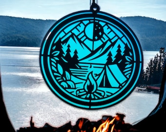 Camping Suncatcher Download File/Instant Download  Suncatcher/Outdoors Download File/ Laser Cut File SVG DXF/Camping SVG File