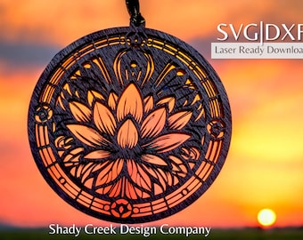Lotus Blume Suncatcher Laser Schnitt Datei: SVG DXF (Digitaler Download)