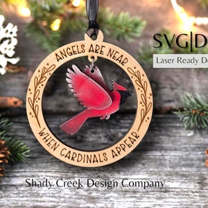 Cardinal Memorial Christmas Ornament/Cardinal Ornament Instant Download SVG DXF/Laser Earring File/Holiday  SVG File/Christmas Memorial