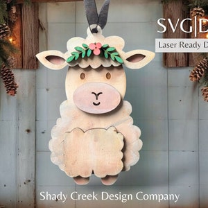 Ornement de Noël mouton fichier laser découpeur laser SVG DXF téléchargement numérique uniquement/ornement Téléchargement instantané/mouton ferme ornement téléchargement