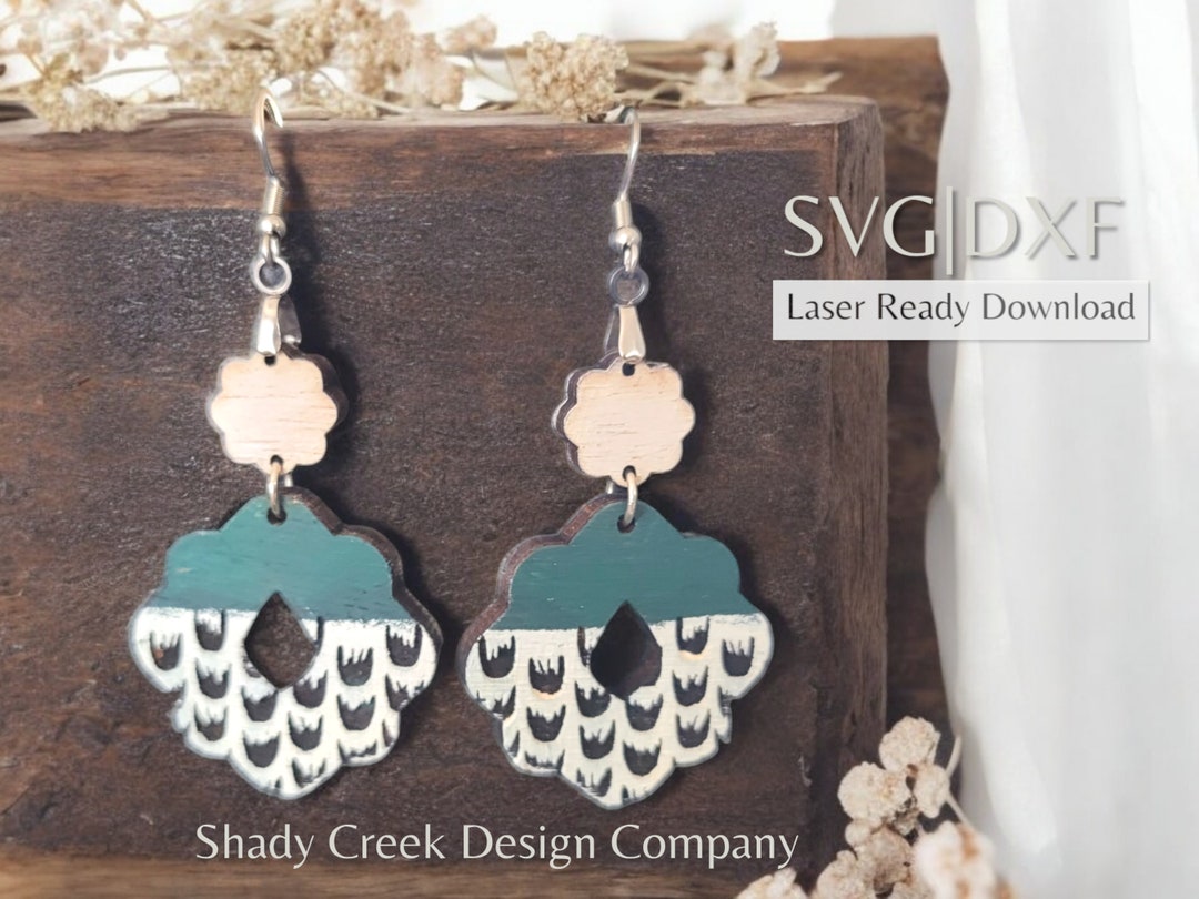 Dangle Earring Laser Cut File: Stacked Drop Template (SVG DXF) (digital ...