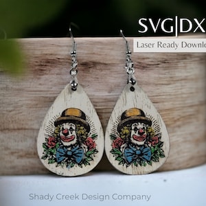 Pendientes colgantes de payaso clásicos para cortador láser SVG DXF/archivo de pendientes de corte láser payasos/pendientes de payaso para cortador láser/archivo de payaso SVG