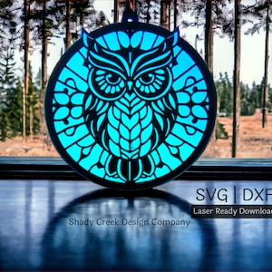 Eule Suncatcher Download Datei/Instant Download Eule Suncatcher/Waldtier Download Datei/ Laser Cut Eulen-Datei SVG DXF/Eule Fenster Anhänger