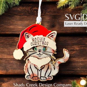 Cat Funny Christmas Ornament Laser File SVG and DXF Laser Cut Digital Download/Ornament Instant Download/Customizable Pet Ornament Download