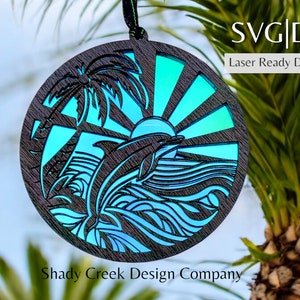 Dauphin océan Suncatcher Télécharger fichier/Téléchargement instantané Suncatcher/Dolphin Télécharger fichier/Fichier découpé au laser SVG DXF/Floride fichier SVG