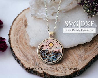 Mountain Scene Necklace Insert Laser Cut File SVG DXF (Digital Download)