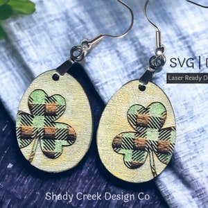 Shamrock Dangle Earring Cut File for Laser Cutters/Shamrock Dangle Earrings/Earring File for Laser Cutter/St Patricks Day Earrings SVG File