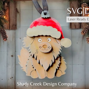 Dog Christmas Ornament Laser File SVG DXF Laser Cutter Digital Download Only/Ornament Instant Download/Fluffy Dog Ornament Download