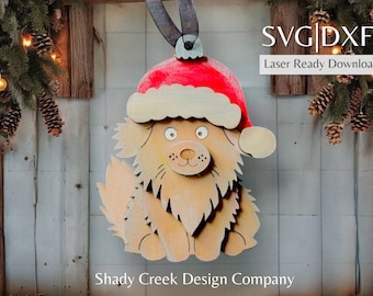 Laser Cut Dog Christmas Ornament SVG DXF File (Digital Download)
