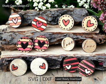 Valentines Heart Stud Earring bundle SVG File for Laser Cutters/Laser File for Stud Earring/Earrings SVG DXF File for Laser/Heart Earrings