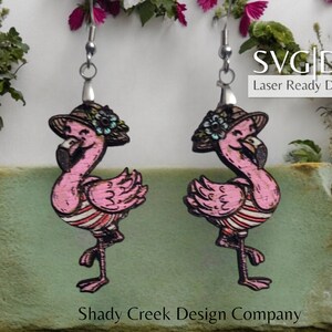 Beach Day Flamingo Dangle Earring Cut File for Laser Cutters/Flamingo Drop Earrings/Earring File Laser Cutter/Flamingo Earrings SVG DXF File