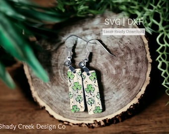 Shamrock Bar Earrings File SVG for Laser Cutter/St Patricks Day Earrings/Spring Earring SVG DXF Laser File/Dangle Earrings for Spring svg